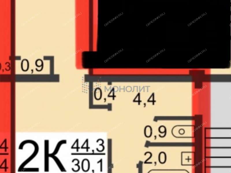 двухкомнатная квартира на улице Болотникова дом 7