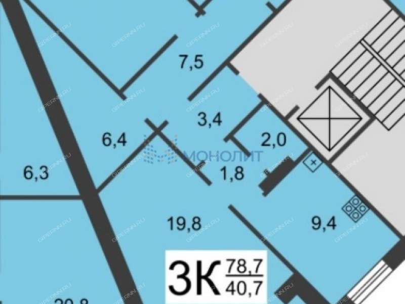 трёхкомнатная квартира на Гордеевской улице дом 66