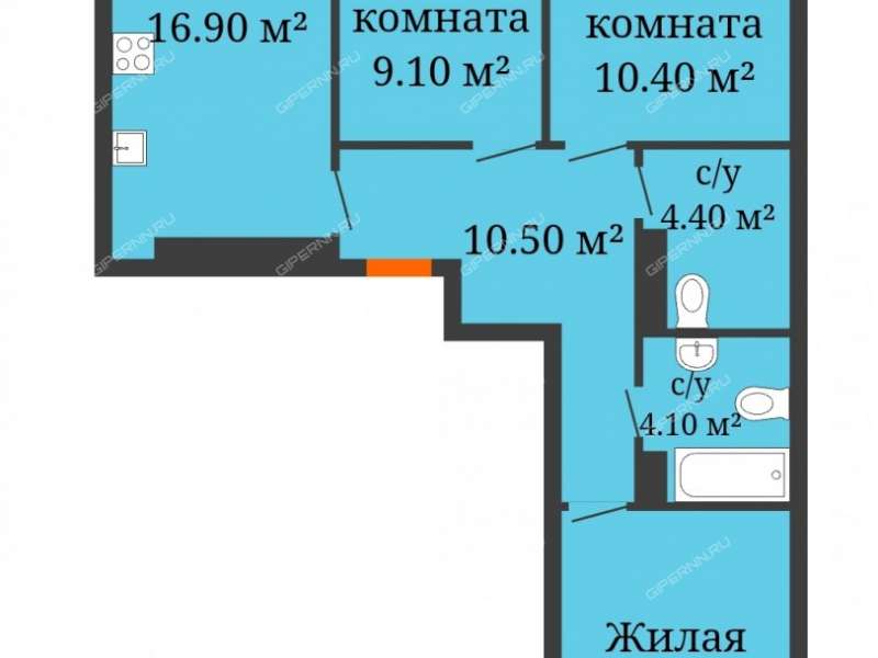 трёхкомнатная квартира на улице Новокузнечихинская дом 11