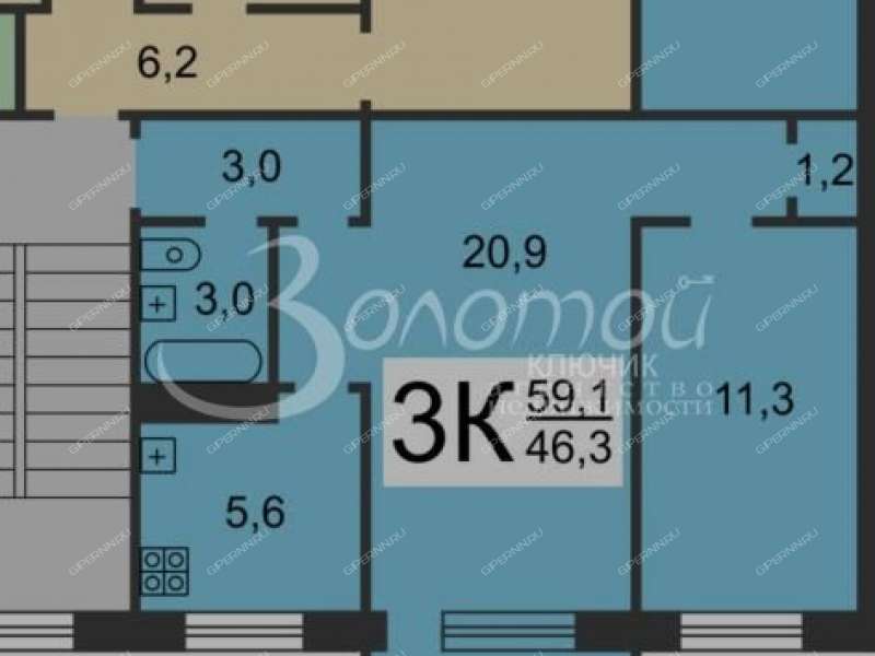 трёхкомнатная квартира на Южном шоссе дом 46а