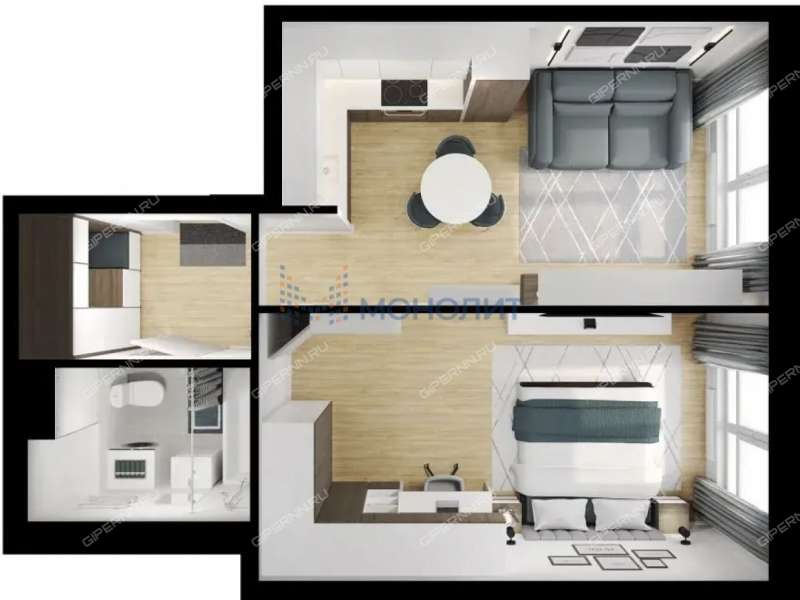 однокомнатная квартира на улице Небесная дом 3 деревня Утечино