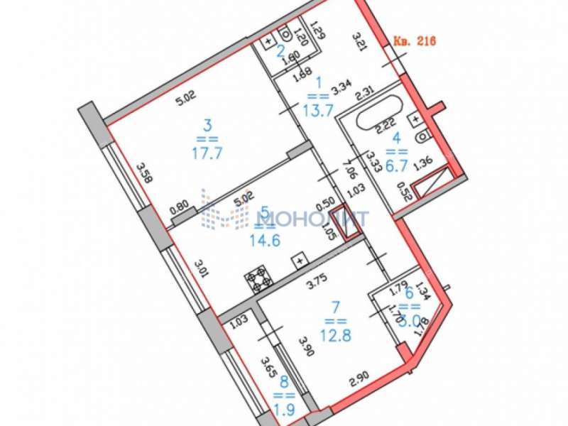 двухкомнатная квартира на улице Владимира Высоцкого дом 1