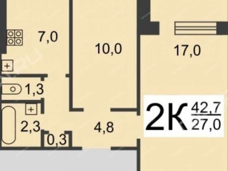 двухкомнатная квартира на улице Старых Производственников дом 19