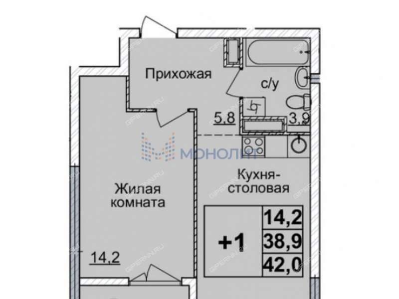 однокомнатная квартира на улице Родионова дом 31