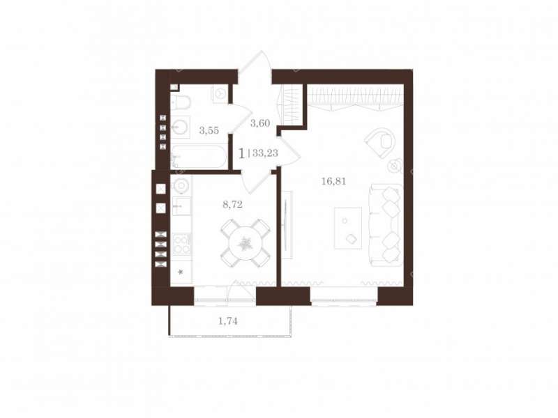 однокомнатная квартира в новостройке в ЖК Чистые пруды посёлок Буревестник