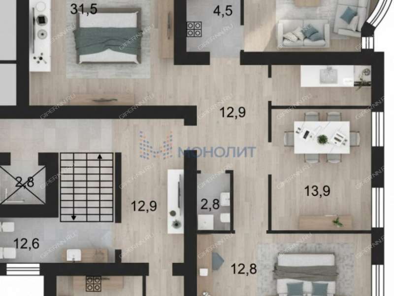 трёхкомнатная квартира на Пролетарской улице дом 10А