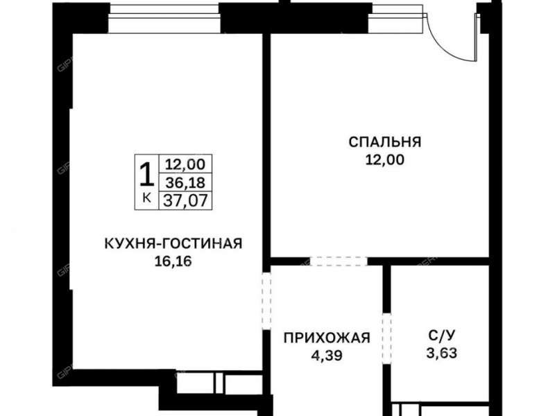 однокомнатная квартира в границах улиц Страж Революции, Гвардейцев, 50-летия Победы, Евгения Никонова, 17