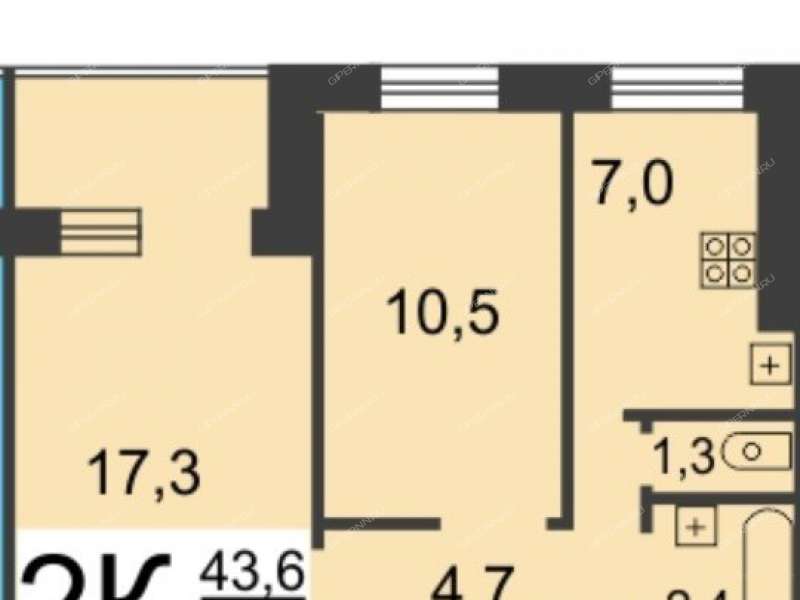 двухкомнатная квартира на улице Героя Советского Союза Прыгунова дом 20