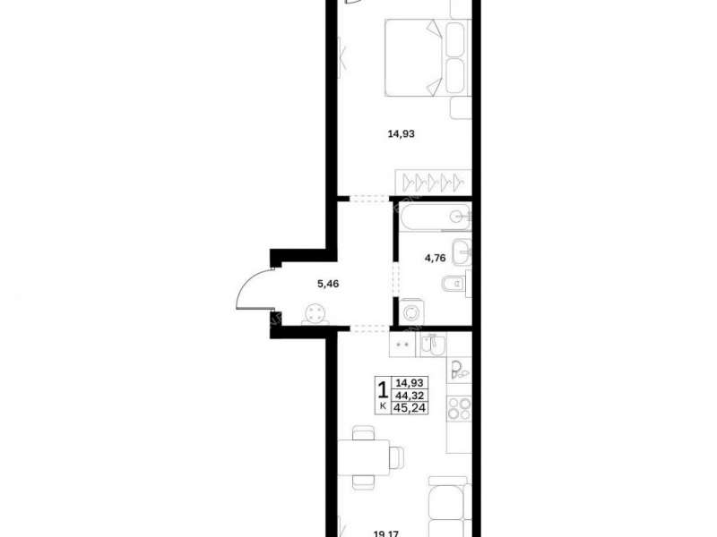 однокомнатная квартира в новостройке в границах улиц Страж Революции, Гвардейцев, 50-летия Победы, Евгения Никонова, 17