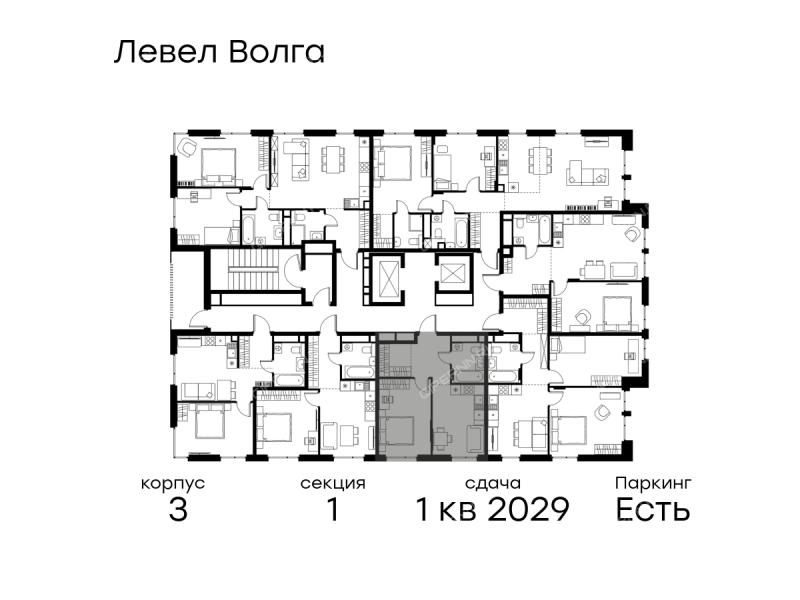 однокомнатная квартира в ЖК Левел Волга, корпус 3